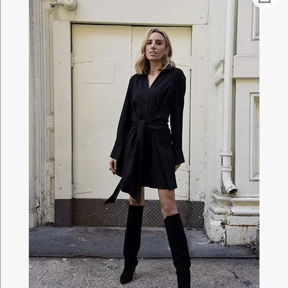 Lisadnyc The Drop Ladies Black Asymmetrical Tie Up Dress Small S - Picture 4 of 7